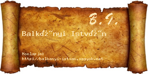 Balkányi István névjegykártya